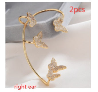 Gold Butterfly Crystal Ear Cuff Earring for Women , No Piercing needed , Valdore