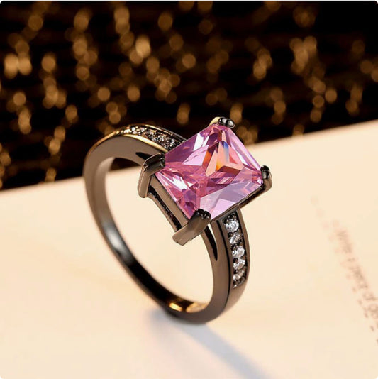 Square Black Sapphire 10kt Gold Filled Ring for Women, Valdore