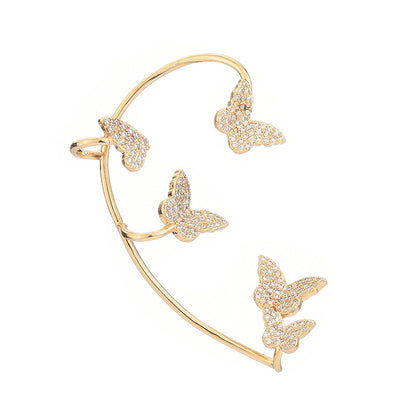 Gold Butterfly Crystal Ear Cuff Earring for Women , No Piercing needed , Valdore