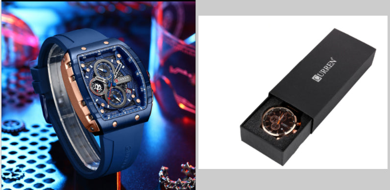 Men’s Quartz Analog Watch Stainless Steel Multi-Function Watch, Valdore