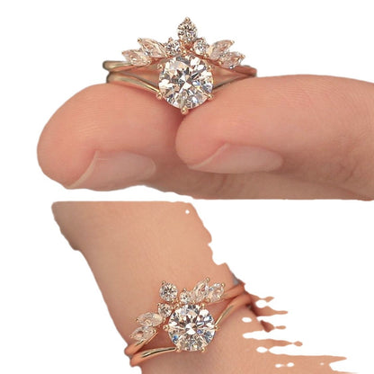 Simple Rose Gold Couple Ring Set for Women, Valdore