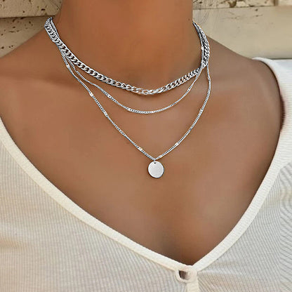 Multilayer Disc Pendant Clavicle Necklace for Women, Valdore