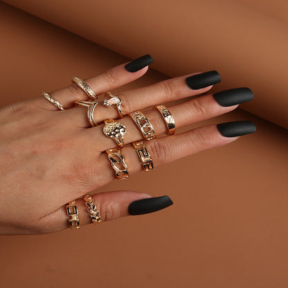 6PC Leaf Crown Geometric Stacking Ring Set for Women, Valdore