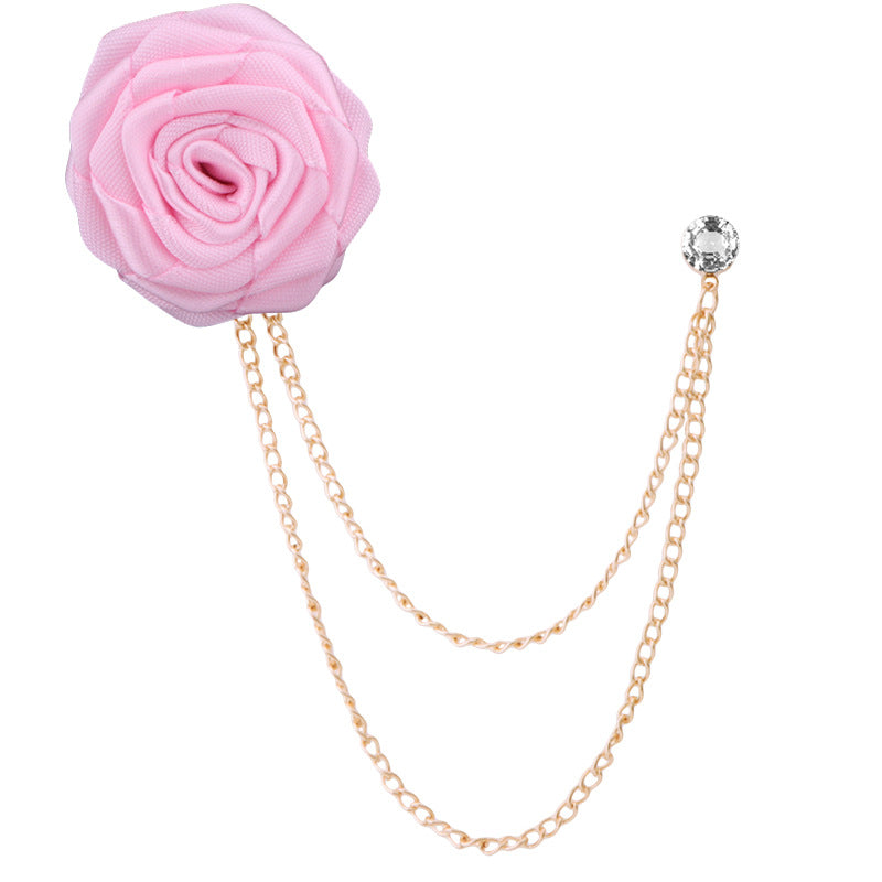 Handmade Rose Tassel Brooch Lapel Pin for Men Suits, valdore