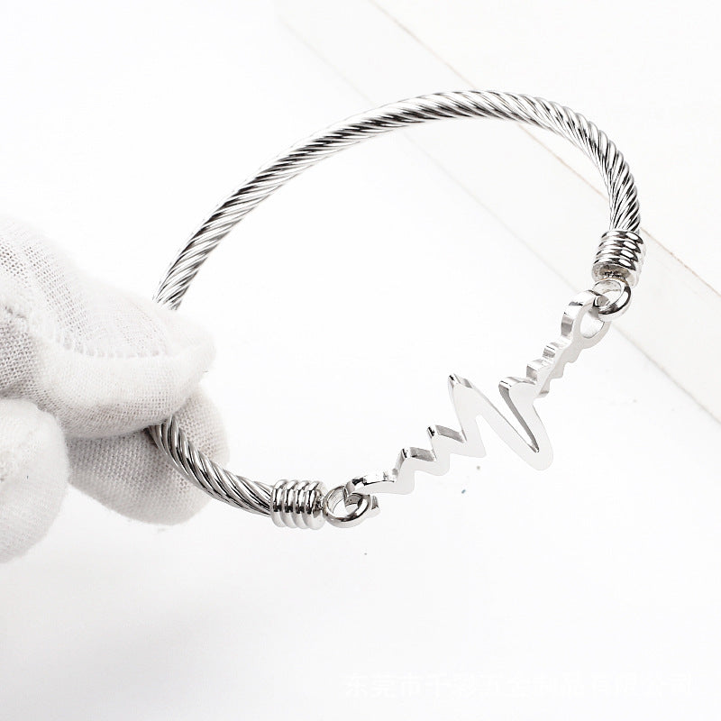 ECG Heartbeat Bracelet for Women Stainless Steel Jewelry, Valdore