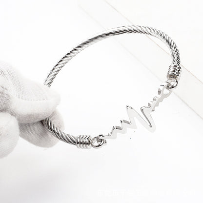ECG Heartbeat Bracelet for Women Stainless Steel Jewelry, Valdore