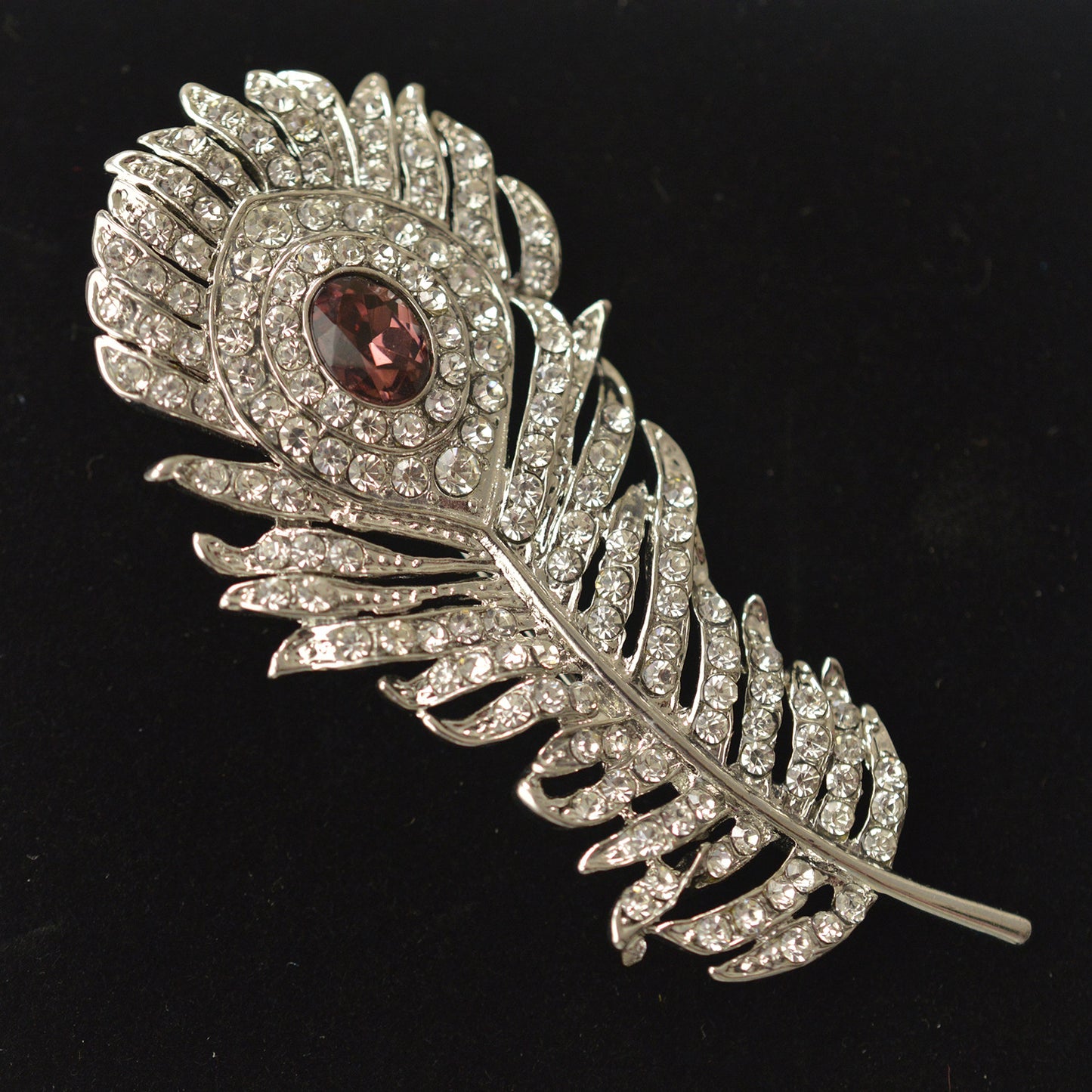 Retro Diamond Feather Brooch Corsage Pin for Women, valdore
