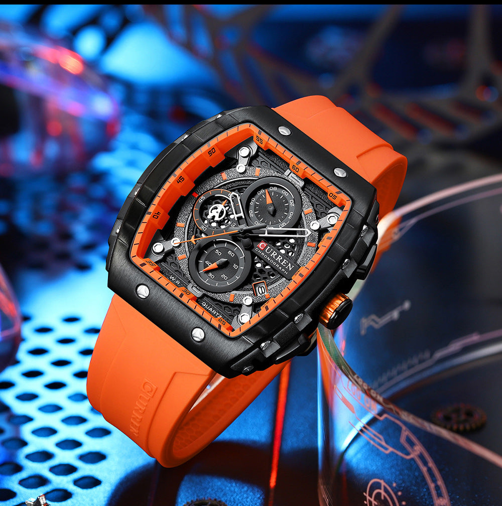 Men’s Quartz Analog Watch Stainless Steel Multi-Function Watch, Valdore