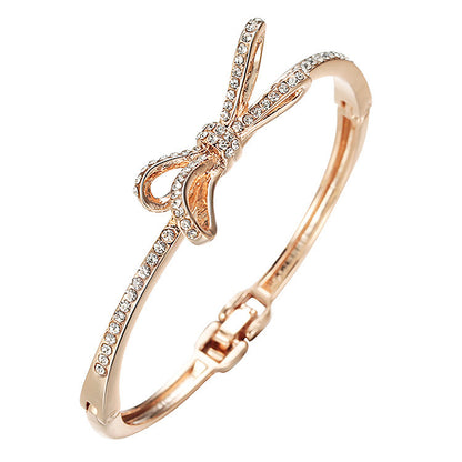 Diamond Bow Rose Gold Bracelet for Women, Valdore
