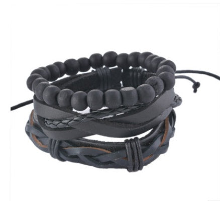Multilayer Leather Bead Punk Wrap Bracelet for Men and Women, Valdore