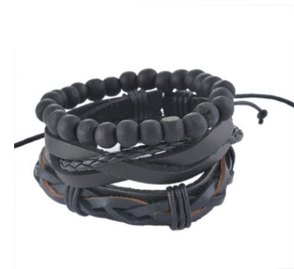 Multilayer Leather Bead Punk Wrap Bracelet for Men and Women, Valdore
