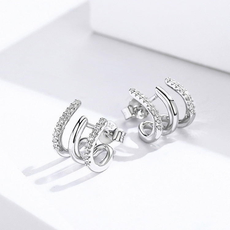 Three-Layer Silver Earrings for Women  Elegant Drop Jewelry, Valdore