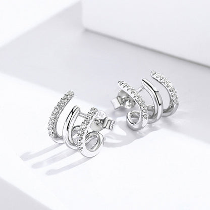 Three-Layer Silver Earrings for Women  Elegant Drop Jewelry, Valdore