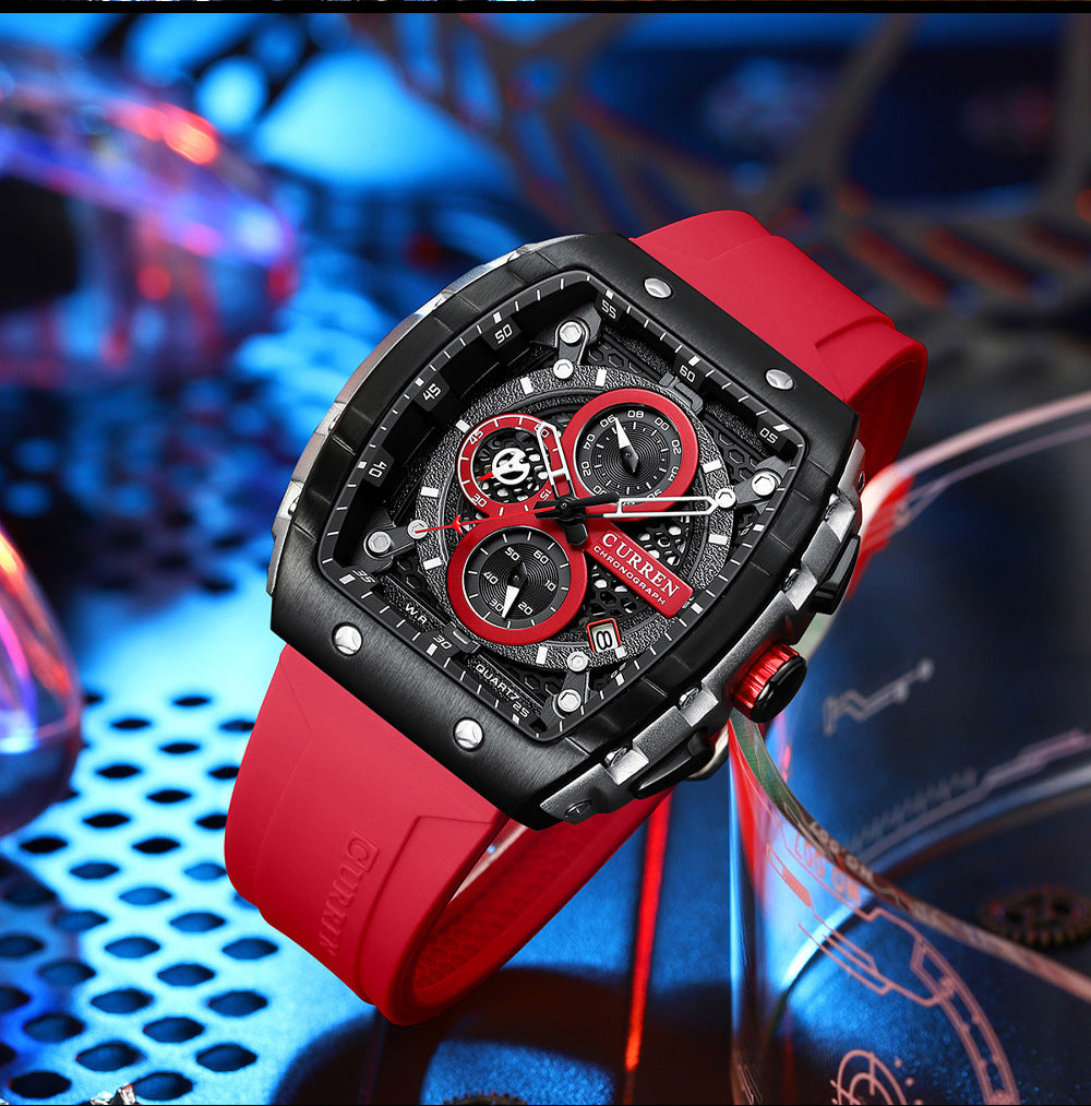 Men’s Quartz Analog Watch Stainless Steel Multi-Function Watch, Valdore