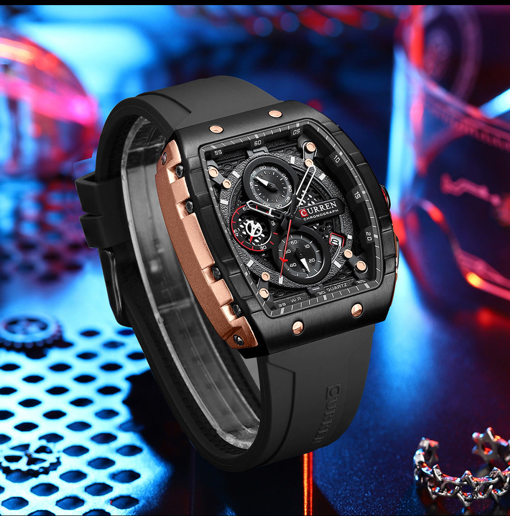 Men’s Quartz Analog Watch Stainless Steel Multi-Function Watch, Valdore