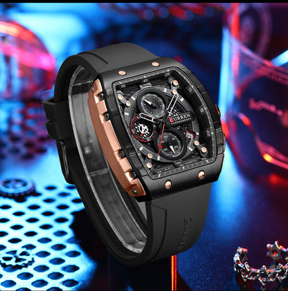 Men’s Quartz Analog Watch Stainless Steel Multi-Function Watch, Valdore