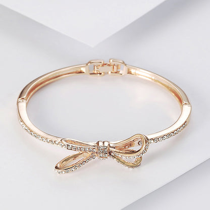 Diamond Bow Rose Gold Bracelet for Women, Valdore
