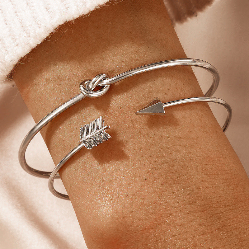 Knotted Arrow Bracelet Set for Women  Adjustable Couple Jewelry, Valdore