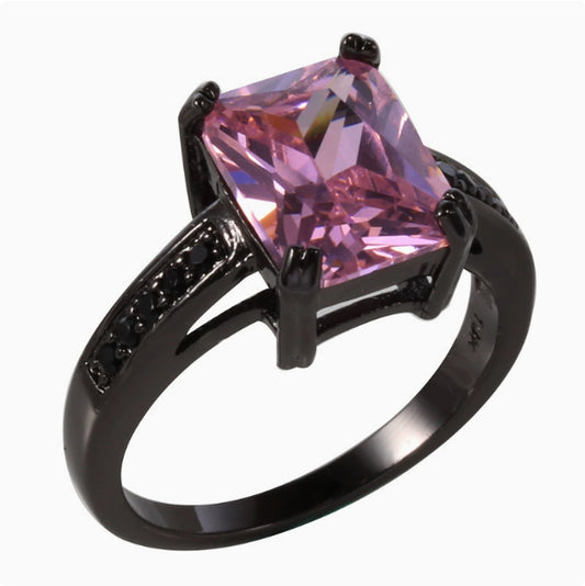 Square Black Sapphire 10kt Gold Filled Ring for Women, Valdore