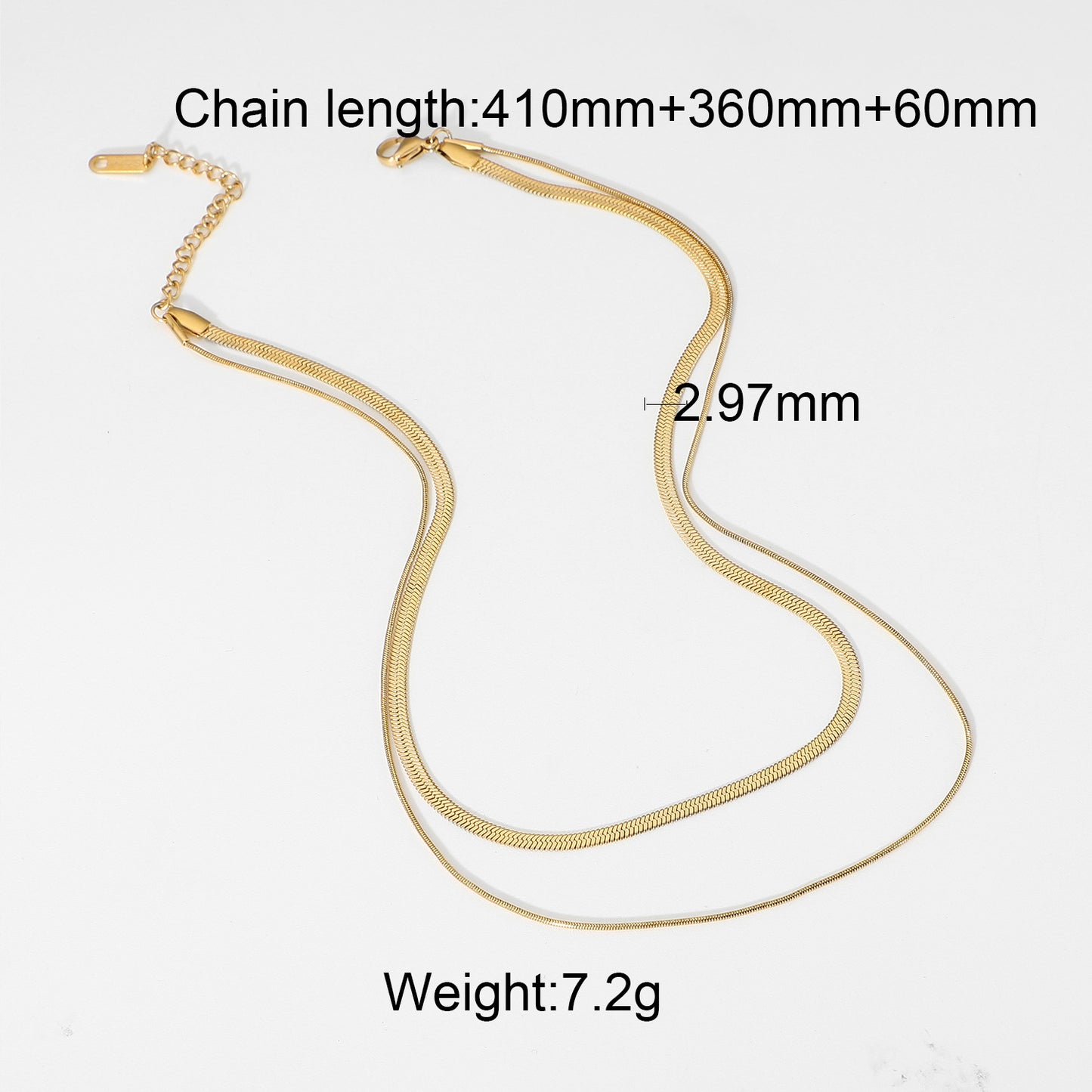 Chunky Double Snake Chain Necklace for Women, valdore