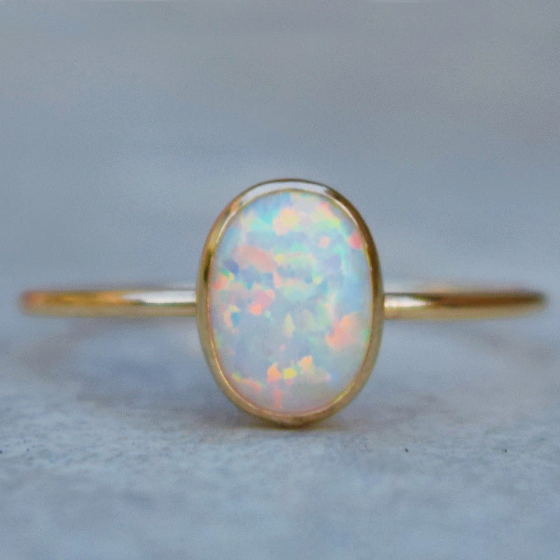Gold Opal Ring for Women Elegant Gemstone Ring, Valdore