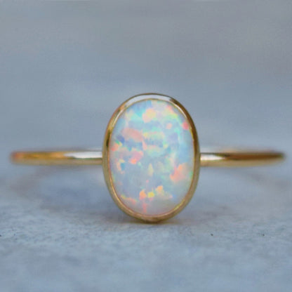Gold Opal Ring for Women Elegant Gemstone Ring, Valdore