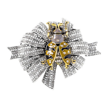 Vintage Ladybug Brooch with Pearl and Diamond for Women, Valdore