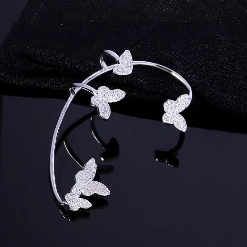 Gold Butterfly Crystal Ear Cuff Earring for Women , No Piercing needed , Valdore