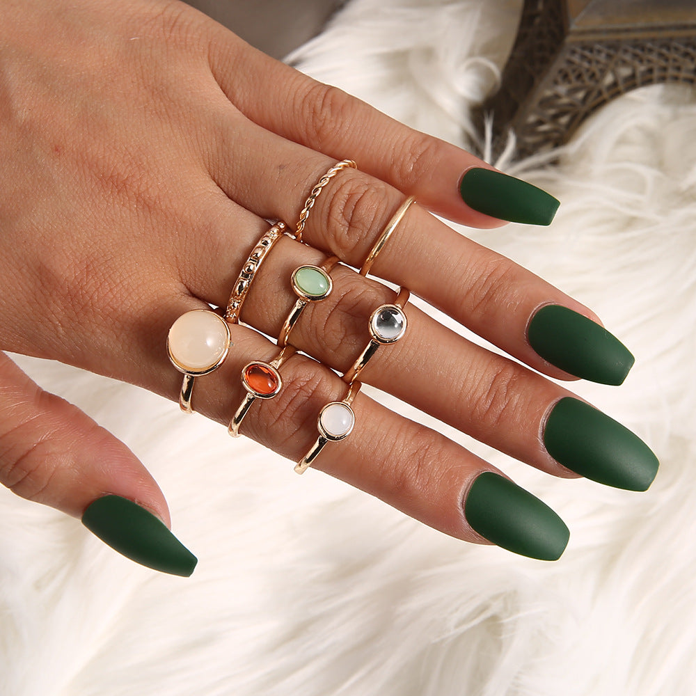6PC Leaf Crown Geometric Stacking Ring Set for Women, Valdore