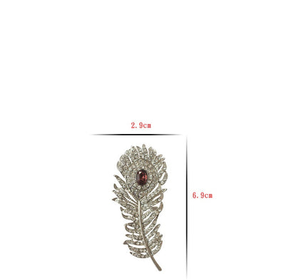 Retro Diamond Feather Brooch Corsage Pin for Women, valdore
