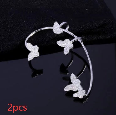 Gold Butterfly Crystal Ear Cuff Earring for Women , No Piercing needed , Valdore