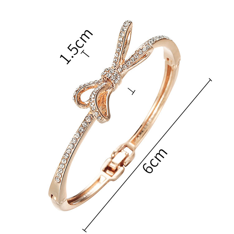 Diamond Bow Rose Gold Bracelet for Women, Valdore