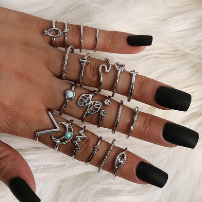 6PC Leaf Crown Geometric Stacking Ring Set for Women, Valdore