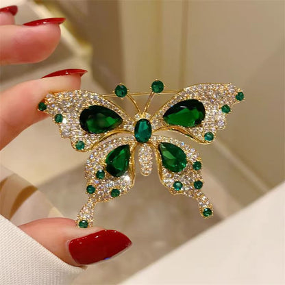 Light Luxury Emerald Butterfly Brooch, Valdore