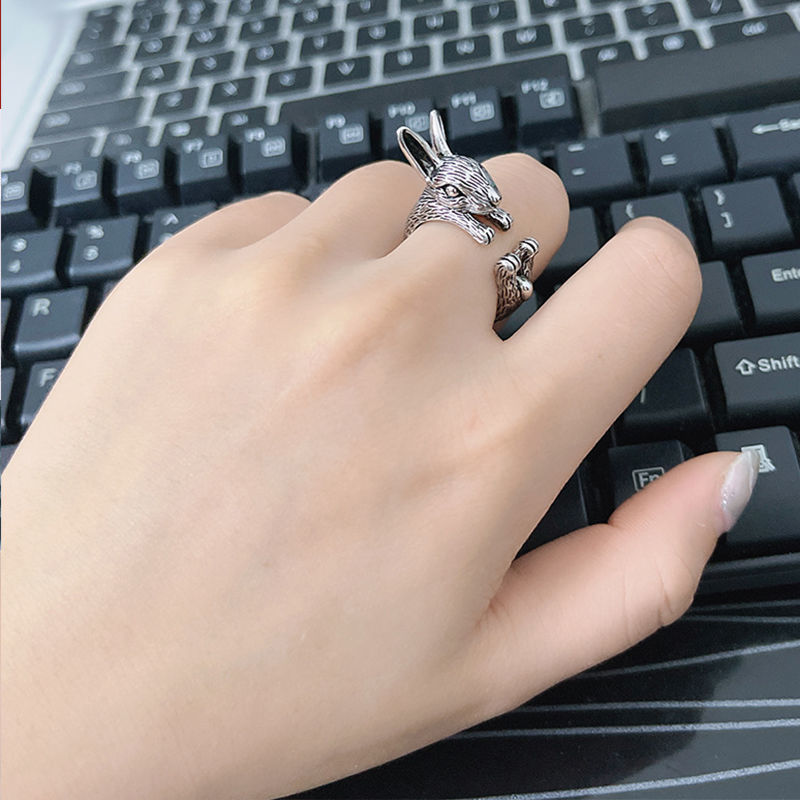 Zodiac Rabbit Ring for Women  Vintage Hip Hop Jewelry, valdore