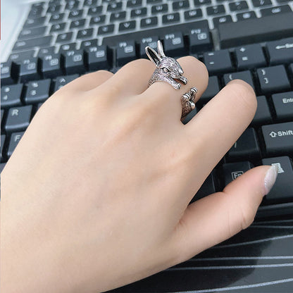 Zodiac Rabbit Ring for Women  Vintage Hip Hop Jewelry, valdore
