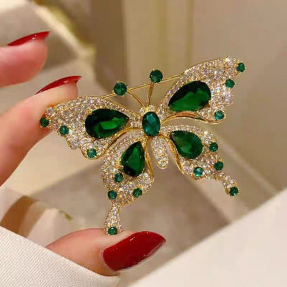 Light Luxury Emerald Butterfly Brooch, Valdore