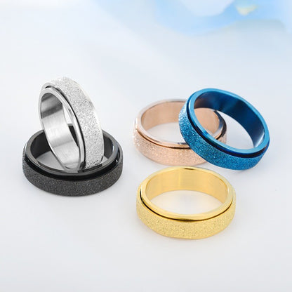 Turnable Anxiety Rings Rainbow Silver Color Relieve Stress Rings For Women Men, Valdore