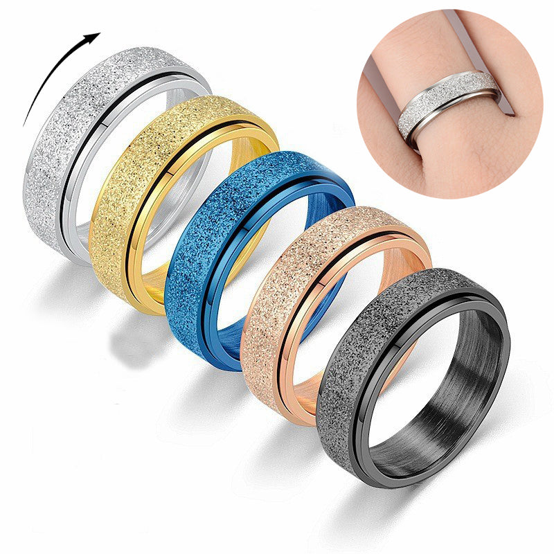Turnable Anxiety Rings Rainbow Silver Color Relieve Stress Rings For Women Men, Valdore