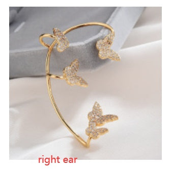 Gold Butterfly Crystal Ear Cuff Earring for Women , No Piercing needed , Valdore