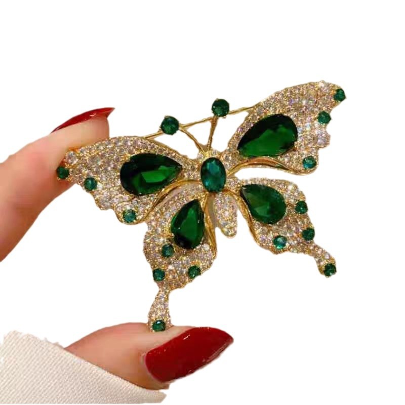 Light Luxury Emerald Butterfly Brooch, Valdore