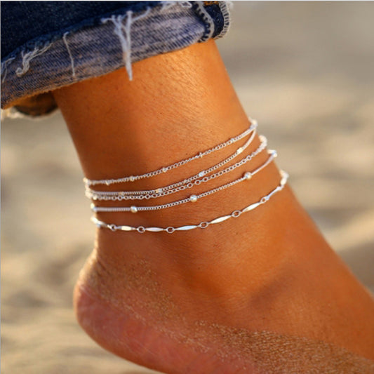 5 Piece Versatile Anklet Set for Women, Valdore