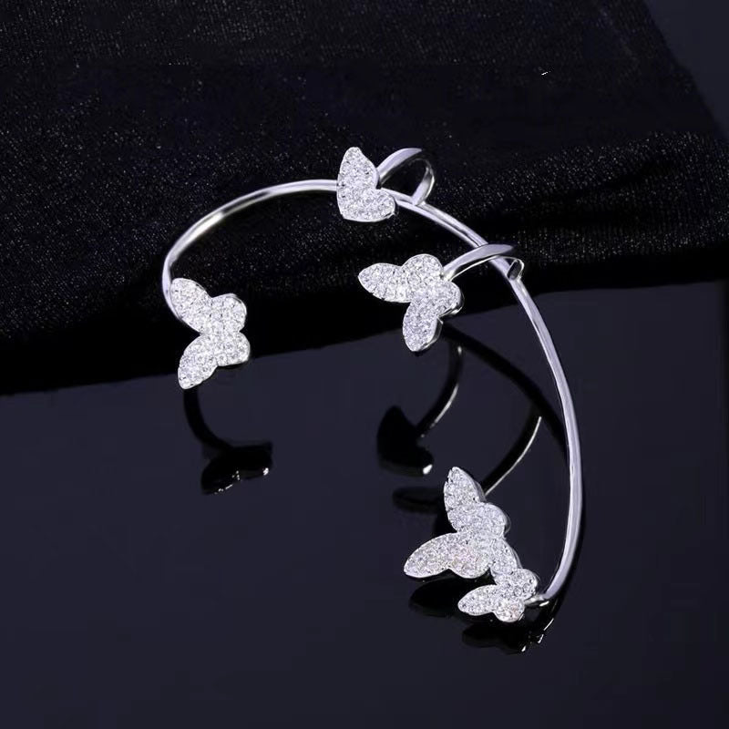 Gold Butterfly Crystal Ear Cuff Earring for Women , No Piercing needed , Valdore