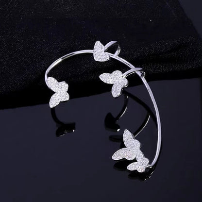 Gold Butterfly Crystal Ear Cuff Earring for Women , No Piercing needed , Valdore