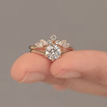 Simple Rose Gold Couple Ring Set for Women, Valdore