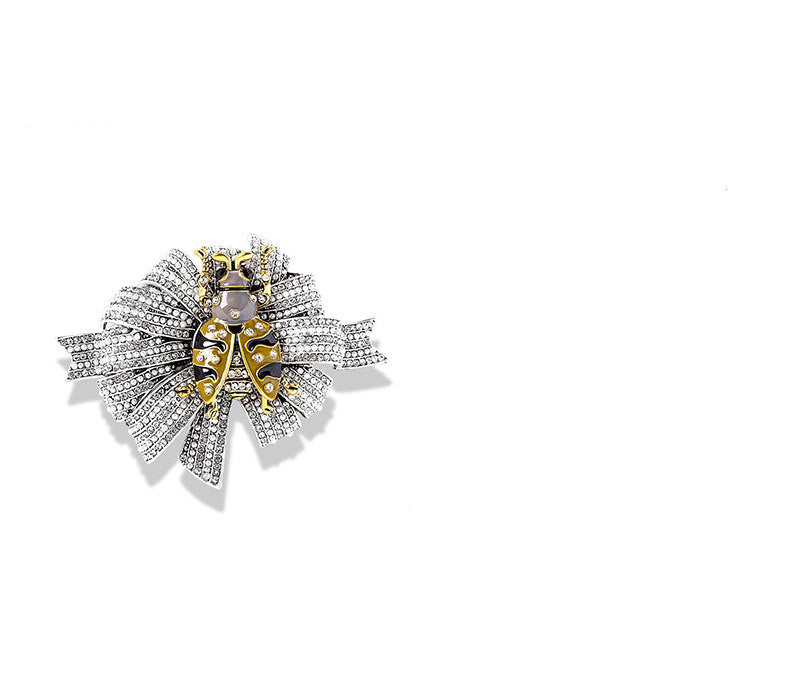 Vintage Ladybug Brooch with Pearl and Diamond for Women, Valdore