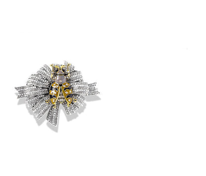 Vintage Ladybug Brooch with Pearl and Diamond for Women, Valdore