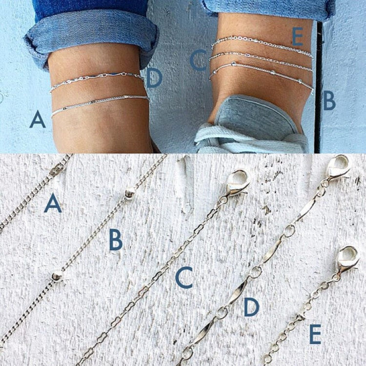 5 Piece Versatile Anklet Set for Women, Valdore