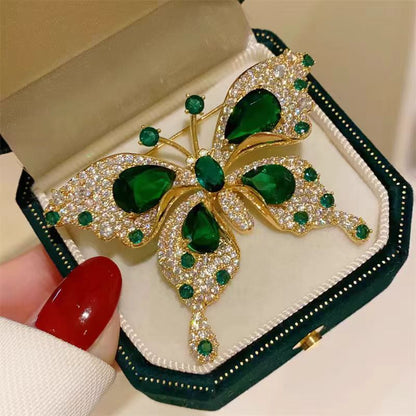 Light Luxury Emerald Butterfly Brooch, Valdore