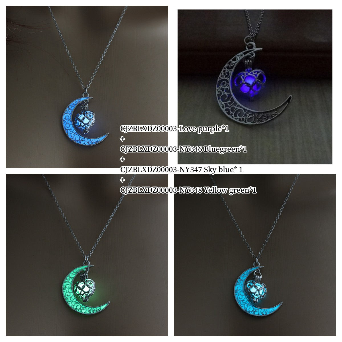 Glowing Pendant Silver Plated Chain Necklace, Valdore